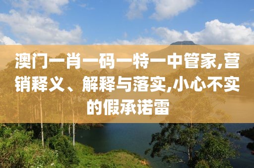 澳门一肖一码一特一中管家,营销释义、解释与落实,小心不实的假承诺雷