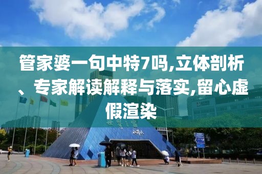 管家婆一句中特7吗,立体剖析、专家解读解释与落实,留心虚假渲染